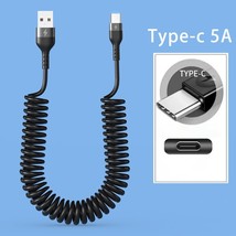 66W 5A Fast Charging Type C Cable 3A MiUSB Spring Car USB Cable For Xiaomi Redmi - £6.62 GBP