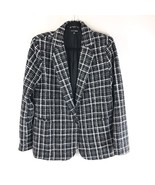 Fashion Nova Womens Jacket Blazer Tweed Metallic One Button Black White ... - £15.21 GBP