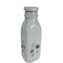 Stoneware Milk Jar Blue Snowflakes Sealed With Lid 9&quot; Tall Christmas Decor - £7.12 GBP