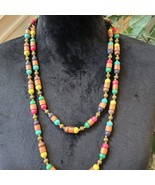 Womens Fashion Multicolor Wooden Beaded Necklace Jewelry with Spring Rin... - $36.55 CAD