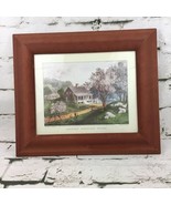 Currier and Ives American Homestead Spring Wood Framed Art Print Vintage... - £19.56 GBP