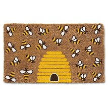 Bee and Beehive Doormat with Durable Coir Fiber and PVC Backing 18&quot; x 30&quot; Long - £31.00 GBP