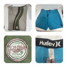 Board Shorts Lot Of 2 Swim Trunks Mens Size 38 Rusty &amp; Hurley - £19.73 GBP