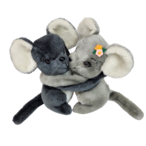 Vintage 1981 Dakin Hugging Grey Mice Mouse Boy + Girl Stuffed Animal Plush Toy - £43.92 GBP