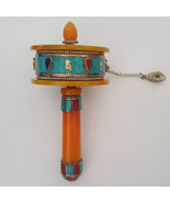 Tibetan Om Mani Mantra Setting on Resin Amber Prayer Wheel 7&quot; - Made in ... - $69.99