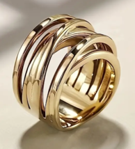 Chic Intertwined Crossover Statement Ring Chunky Band for Women - Select Size &amp; - £11.79 GBP