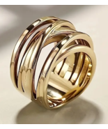 Chic Intertwined Crossover Statement Ring Chunky Band for Women - Select... - £12.01 GBP
