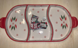 Temp-Tations Old World 3 Section Divided Serving Platter Tray Christmas Santa - £17.09 GBP