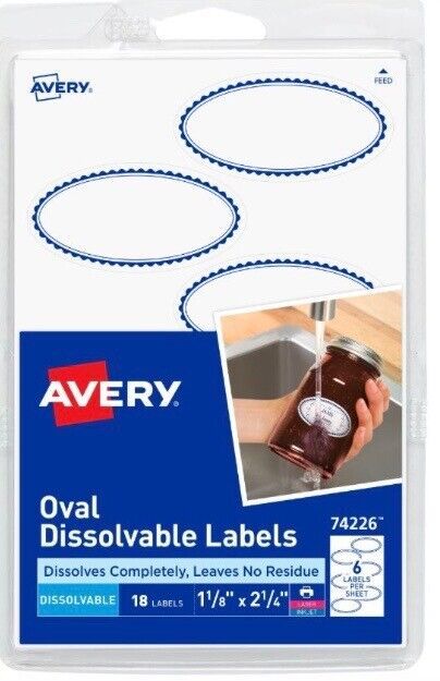 Avery #14226 4x6 Dissolvable Oval Label, Pack of 18 Labels - $5.79