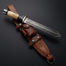 Custom Hand Forged Damascus Steel Hunting Survival Dagger Knife With Sheath - £100.67 GBP