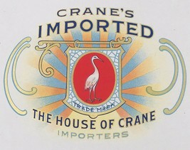 Vintage Crane&#39;s Imported Cigar Box Label 9&quot; x 6.5&quot; The House of Crane - £8.02 GBP