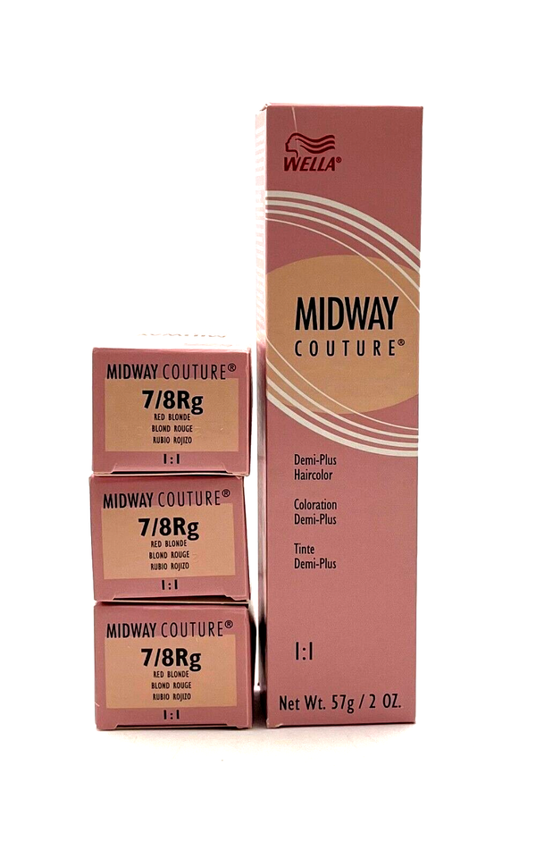 Primary image for Wella Midway Couture Demi-Plus Haircolor 7/8Rg Red Blonde 2 oz-3 Pack