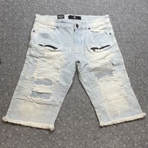 NEW Focus Jeans Denim Shorts Light Wash Distressed Cut Off Men’s Size 34... - $29.69
