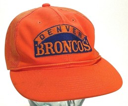 Vtg Denver Broncos Hat/Cap-Orange-NFL-Patch-Snapback-Football-Mesh-Rope Bill - £26.22 GBP
