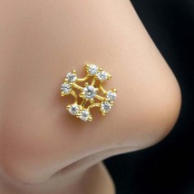 Cute Ethnic Indian Style nose Stud White CZ Twisted nose ring 22g - QD - £9.71 GBP