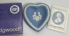 Wedgwood Blue Jasperware “Royal Birth 1982” Heart Tray Dish Diana &amp; Charles Read - £6.14 GBP