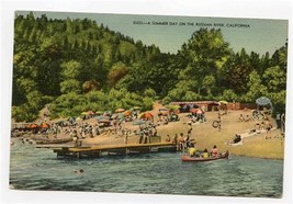A Summer Day On The Russian River Linen Postcard 1948 Guerneville - £4.76 GBP