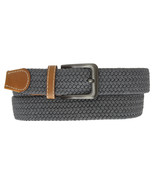 Gray Silver Rectangle Buckle Woven Elastic Stretch Belt 1.25 Wide Casual... - $23.31 CAD