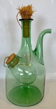 Italian Green Glass Wine Cooler w/ Ice Chamber &amp; Straw Corks ~ Enjoy Your Wine! - £19.82 GBP