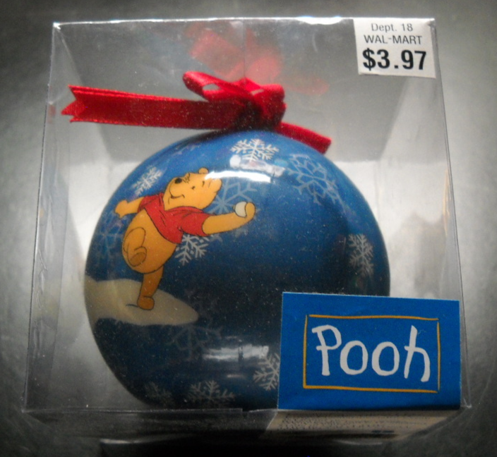 Pooh Christmas Ornament Seasonal Specialties 1998 Disney Lightweight Blue Ball - £5.50 GBP