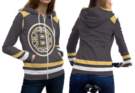 Boston Bruins Unique Full Print Zipper Hoodies For Women - £27.32 GBP
