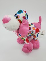 Walmart Pink Puppy Dog Corduroy Multi Color Polka Dot 8&quot; Plush Stuffed Toy B312 - £7.84 GBP