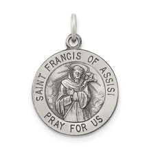 Silver Antiqued Saint Francis of Assisi Medal QC5726 - $39.65