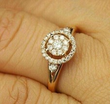 2CT Round-Cut Lab Created Halo Engagement Ring 14k Yellow Gold Plated - $89.17