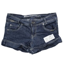 Blue Asphalt Short Womens 7 Blue Denim Low Rise Button Zip Casual Hot Pants - £20.55 GBP