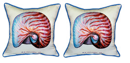 Pair of Betsy Drake Nautilus Large Pillows 18 Inch x 18 Inch - £69.81 GBP