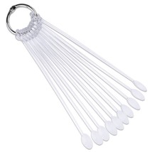 100 Pieces Spoon Shaped Clear Nail Tip Sticks With Metal Ring Holders - £15.72 GBP