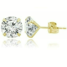 6mm White Sapphire 4 Prong Martini look Stud Earrings in 10k Yellow Gold - £49.75 GBP