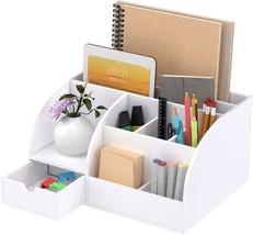 Femeli Office Desk Organizer And Accessory, White Acrylic Desk Organizer With 8 - £30.40 GBP