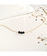 Gold filled black onyx beaded necklace,dainty minimal choker for woman,m... - £29.64 GBP+