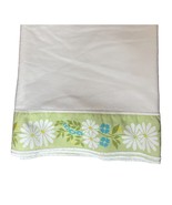 Vintage White &amp; Green Daisy Tablecloth – Large Rectangle Garland Trim Un... - $37.51 CAD
