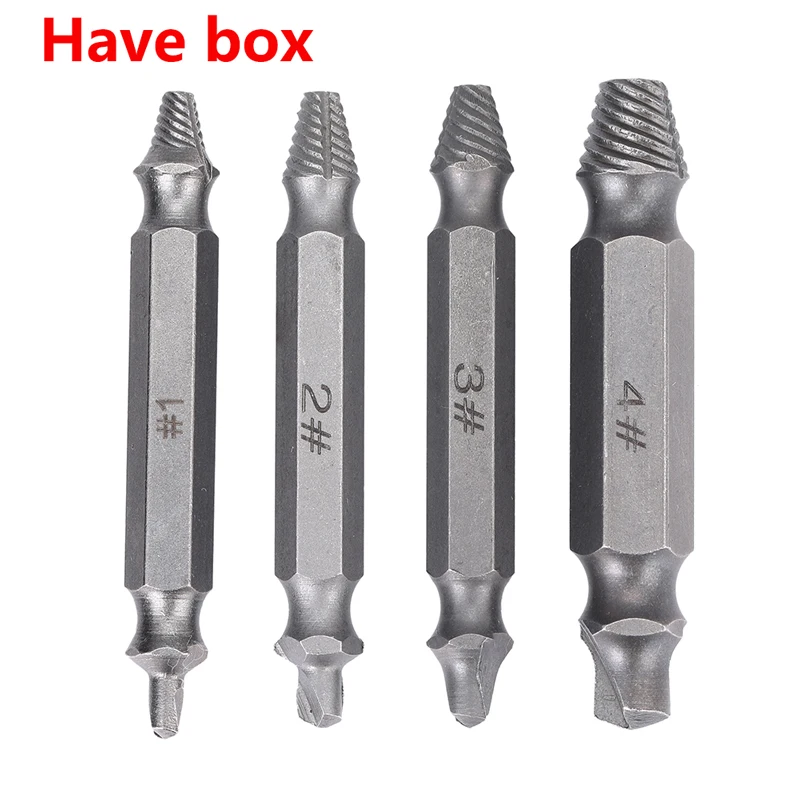 4 PCS Damaged Screw Extractor Drill Bit Set St Broken Screw Bolt Remover... - $170.85