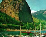 Vtg Chrome Postcard Beacon Rock State Park Rock Camas WA Sailboats Colum... - $3.91