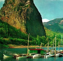 Vtg Chrome Postcard Beacon Rock State Park Rock Camas WA Sailboats Columbia UNP - £3.08 GBP