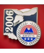 AMVETS Ohio State Shape Bald Eagle Pin Gold Tone Enamel USA Veteran 2006 - $9.95