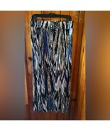 Design History Womens large Knit Maxi Skirt Blue Olive Green White Print... - $25.00