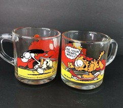 Vintage Garfield Mcdonalds Glass Coffee Cups Mugs Jim Davis 1978 lot of 2 - $24.99