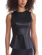 Commando faux leather peplum shell top in Black - £76.24 GBP