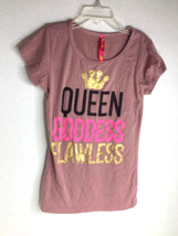 Cute 4 U Girls Sz 10 12 Short Sleeve Graphic Tee Flawless T shirt Queen ... - £6.99 GBP