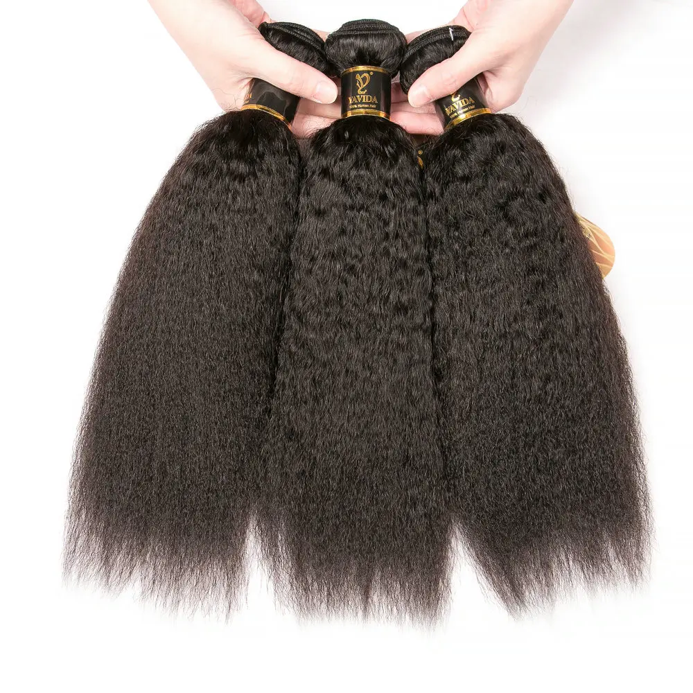 Yavida Kinky Straight Indian Human Hair 3/4 Bundle Non-Remy Yaki Straight Hair - £47.47 GBP+