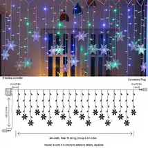Christmas Curtain Lights, 13ft 96 LED Snowflake String Lights with 8 Modes - $33.78