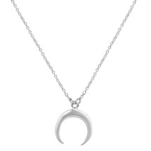 Upside Down Crescent Moon Sterling Silver Pendant Necklace - £12.30 GBP