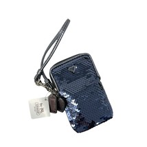 Coach case Blue Sequin Universal Poppy chambray NEW 60681 phone purse wristlet - £42.81 GBP