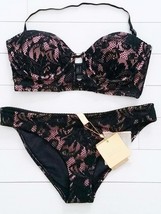 BOND-EYE AUSTRALIA Swimwear BLACK LACE / PINK Bikini Set ( US 10 ) Free ... - £51.78 GBP