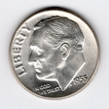 1955 Roosevelt Dime BU Uncirculated Mint State 90% Silver 10c US Coin - $9.98