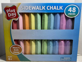 Play Day Sidewalk Chalk 48 pcs Jumbo Pack  Won&#39;t Roll Away New - $9.89